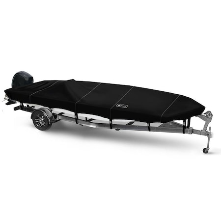 Eevelle Boat Cover JON BOAT Open, Outboard Fits 19ft 6in L up to 84in W Black WSOJB1984B-BLK